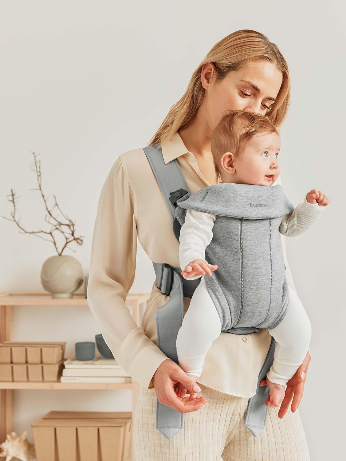 BabyBjörn Baby Carrier Mini, Light Gray, 3D Jersey | Infant Carrier (7