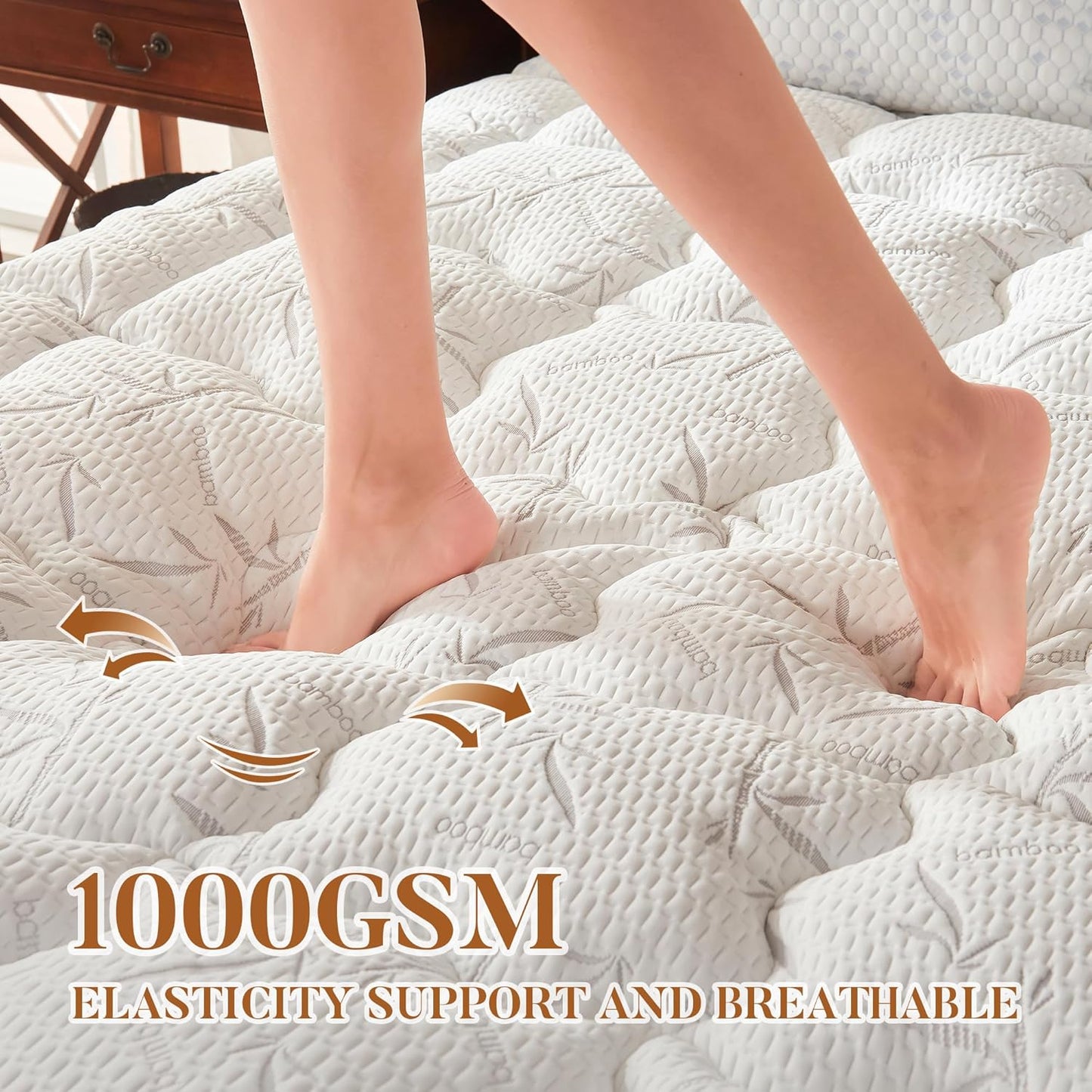 100% Waterproof Queen Size Mattress Topper, Thick Pillow Top Mattress Pad，Up to 21 Inch Deep Pocket,Soft Breathable Mattress Pad for Back Pain, Protector Cover(White)