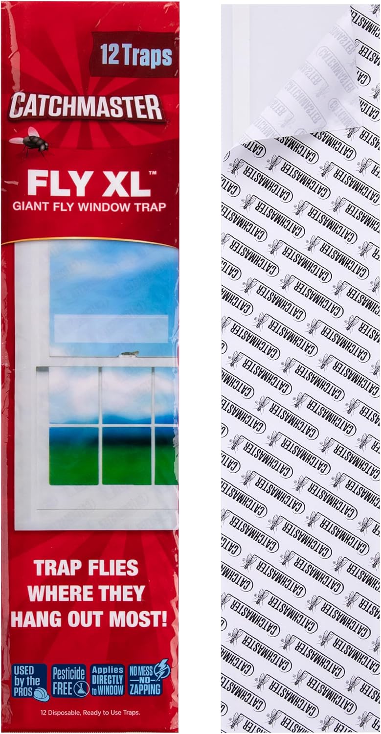 Catchmaster Window Fly Traps 12-Pack XL, Fruit Fly Traps for Indoors, 
