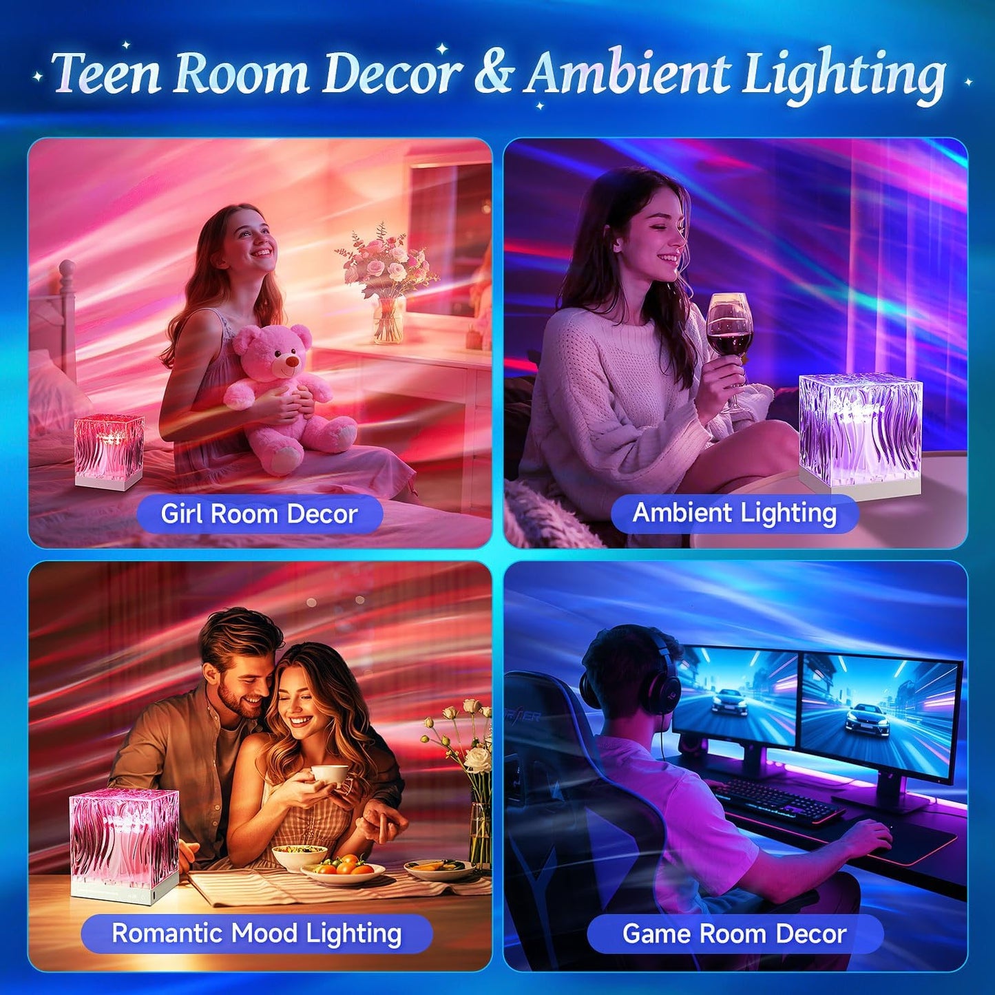Birthday Gifts for Women Teen Girl Gifts Trendy Stuff Northern Lights Projector, 18-Color Cool Stuff Gifts for Teenage Girls Boy Mood Lighting, Galaxy Projector for Bedroom Cute Room Decor Aesthetic
