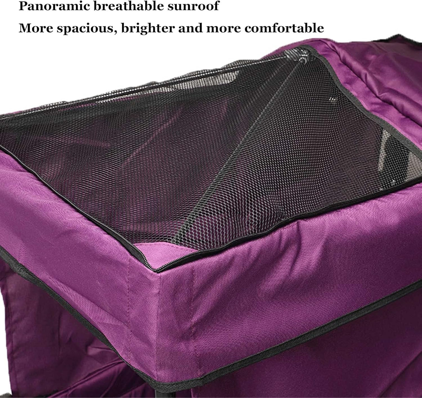 Foldable Gorilla Cart Sliding Storage Collapsible Beach Wagon Collapsible Wagon with A Canopy Suitable for Shopping Picnics Beach (Violet)