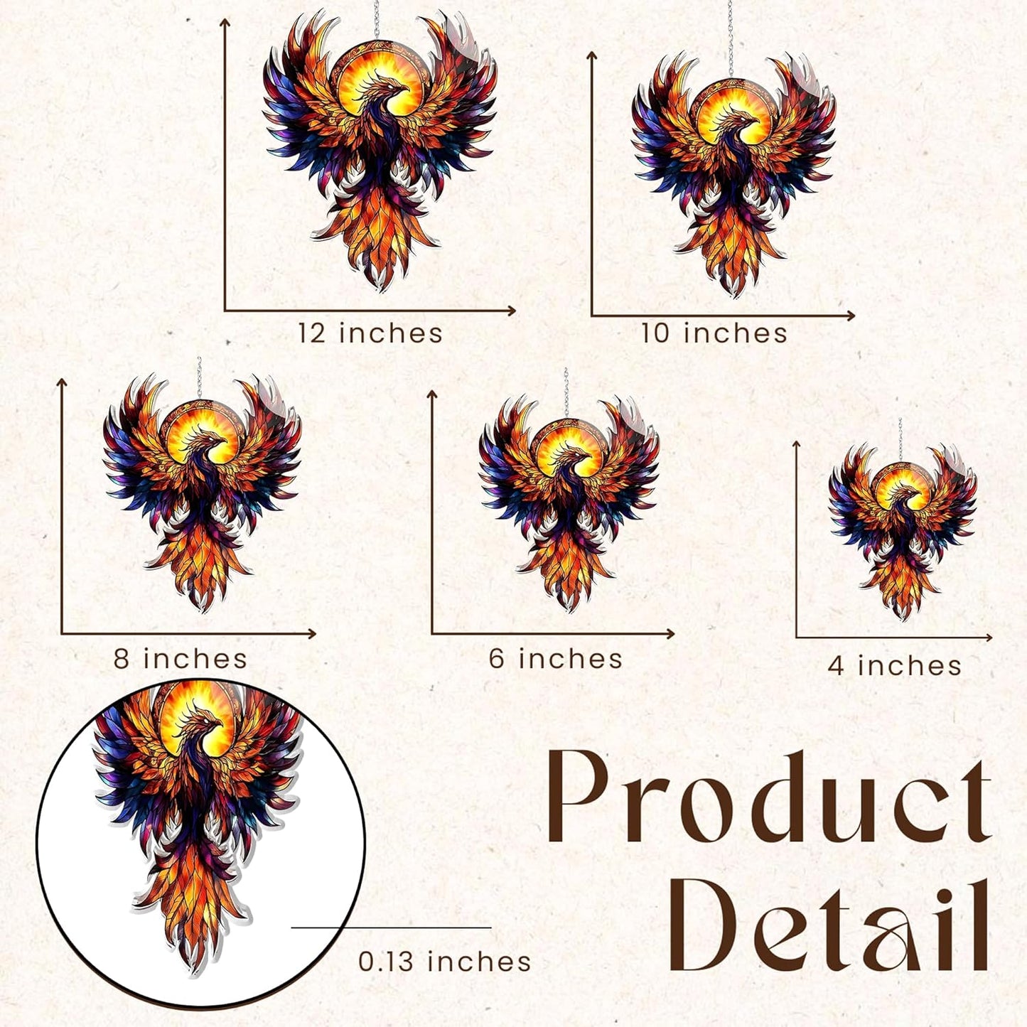 Phoenix Suncatcher Fantasy Red Bird Lover Window Hanging Ornament Acry