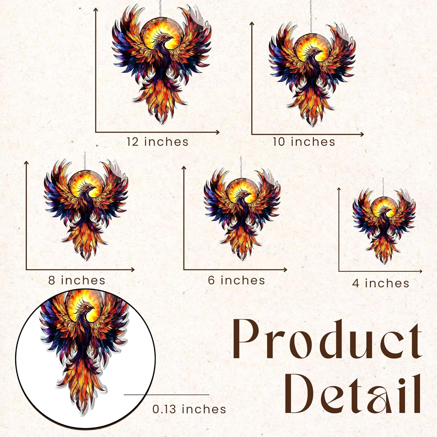 Phoenix Suncatcher Fantasy Red Bird Lover Window Hanging Ornament Acry