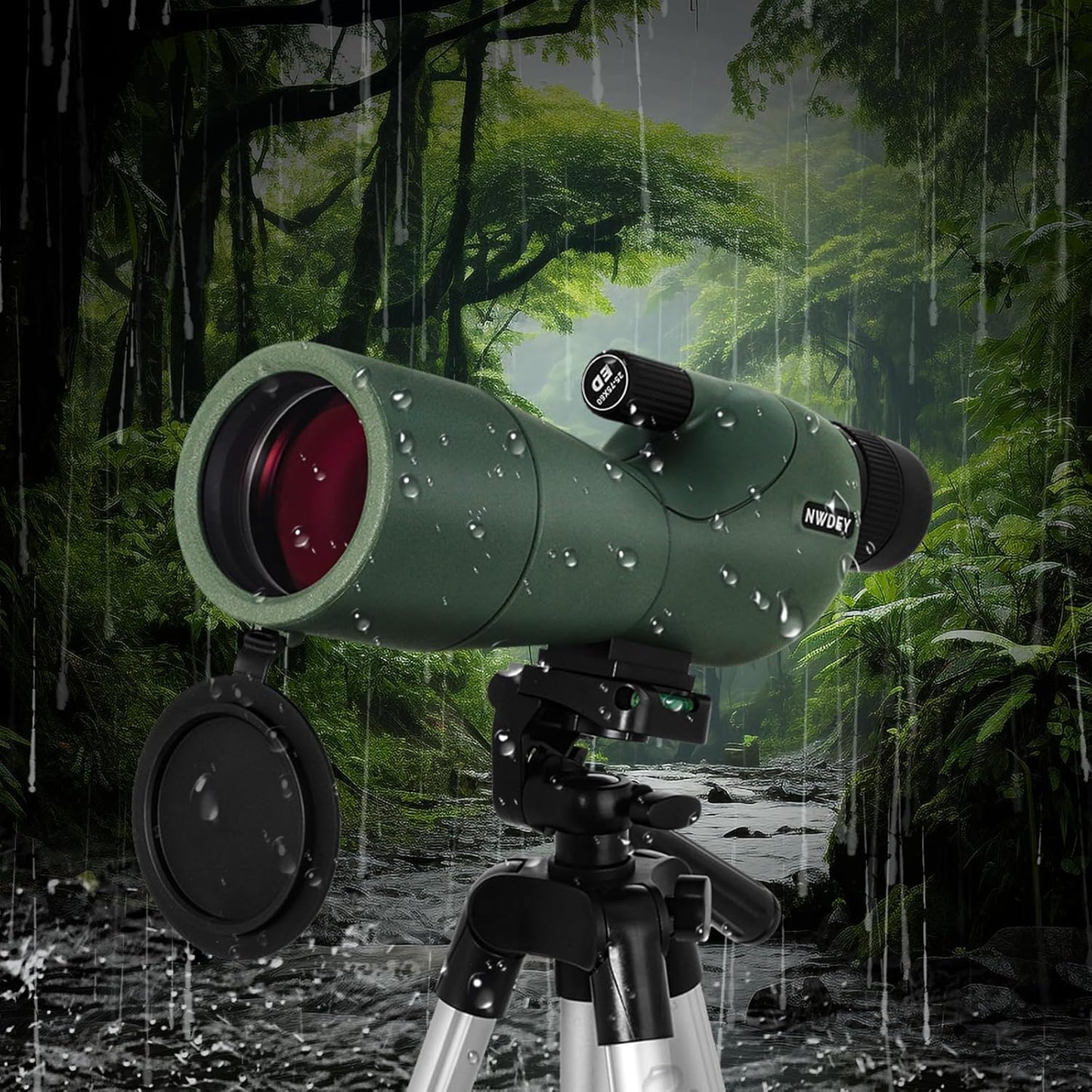25-75X60 Spotting Scope with 51in Tripod, Spotting Scope for Target Shooting, Hunting & Bird Watching, Low Light Vision, Phone Adapter, Carry Bag, BAK4 Prism, FMC Lens, Waterproof (ArmyGreen)