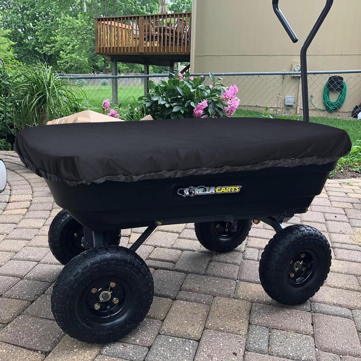 Collapsible Wagon Cover for Gorilla Carts Poly Garden Dump Cart, Outdoor Garden Wagon Cart Cover, Waterproof Dustproof UV Resistant Wagon Rain Covers Perfect for Lawn, Barn and Farm