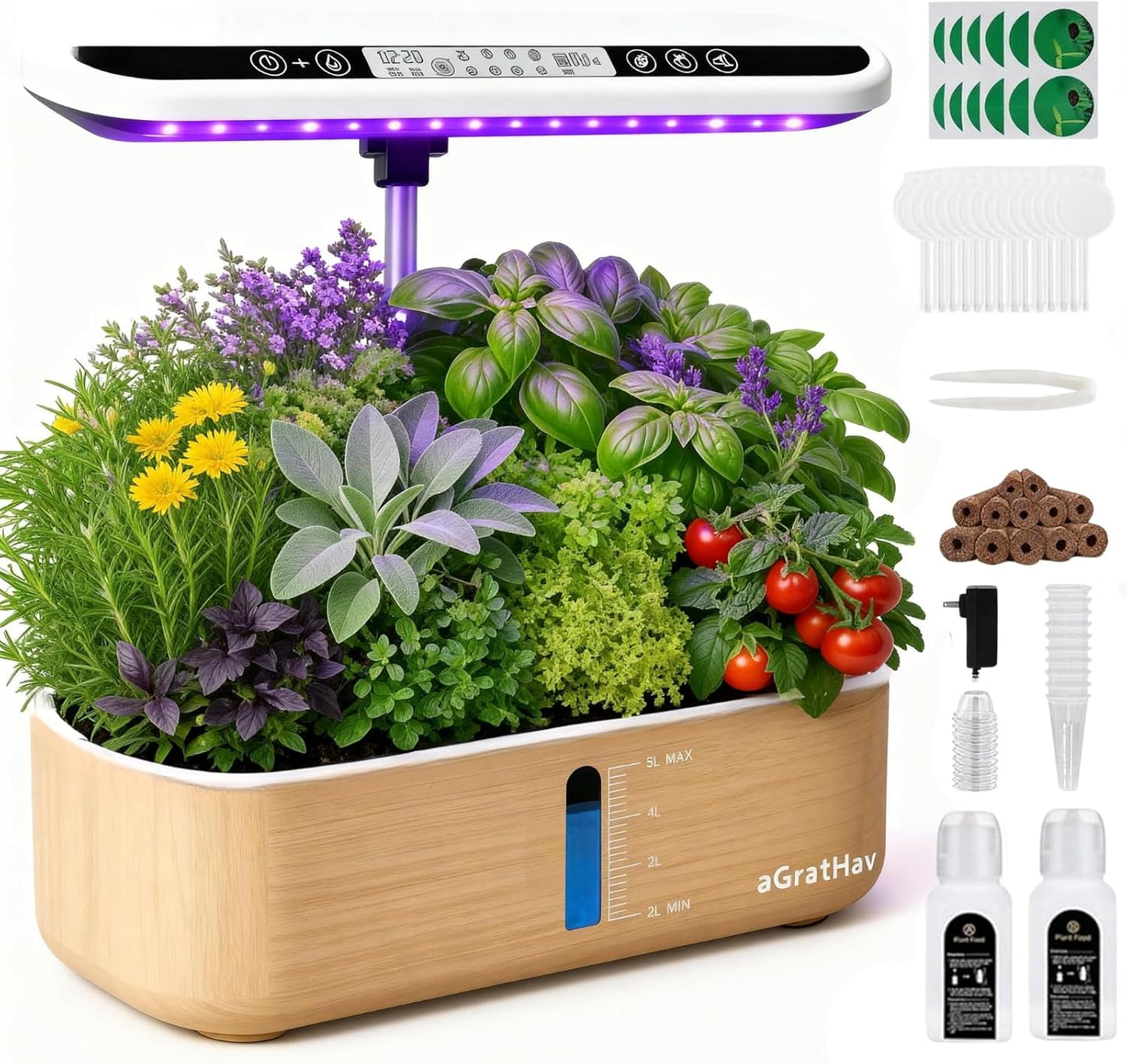 Hydroponics Growing System Kit, Indoor Herb Garden, 14 Pods Upgraded L