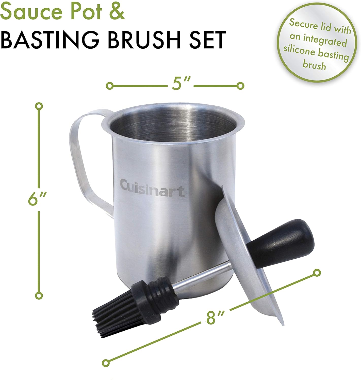 Cuisinart Sauce Pot and Basting Brush Set, 16 oz. Stainless Steel Gril