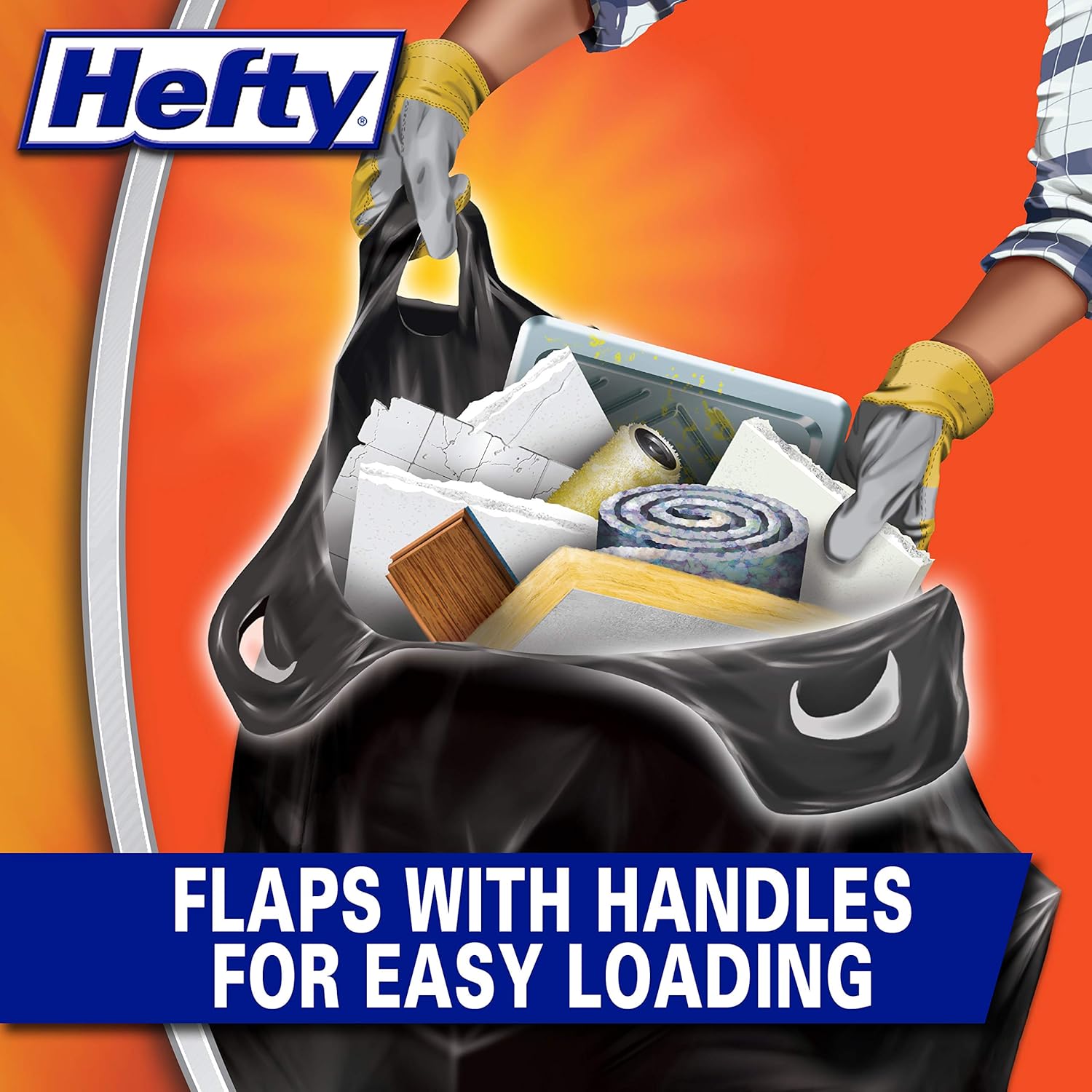 Hefty Load & Carry Heavy Duty Contractor Large Trash Bags, 42 Gallon, 
