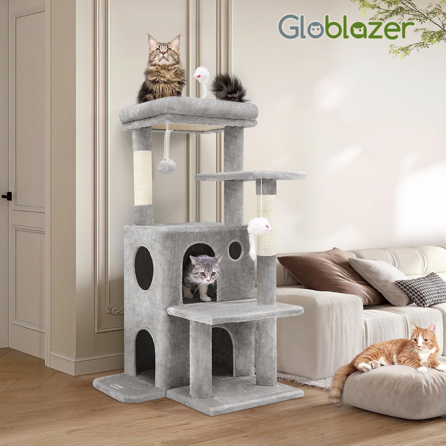 Globlazer Cat Tree Tower for Indoor Cats, 50-inch Adult Cat Tree House