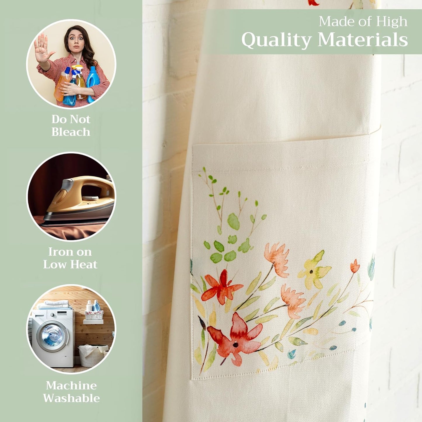 Maison d' Hermine 100% Cotton Apron for women with Pocket Kitchen Chef