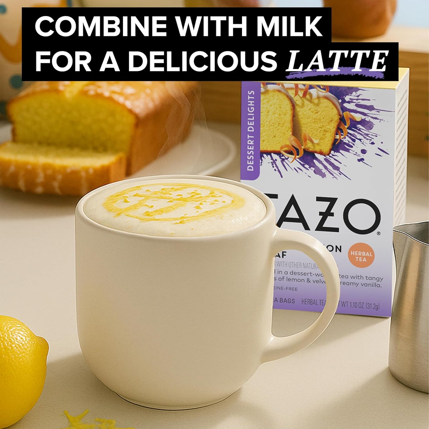 TAZO Dessert Delights Glazed Lemon Loaf Herbal Tea Bags, Aromatic Blen