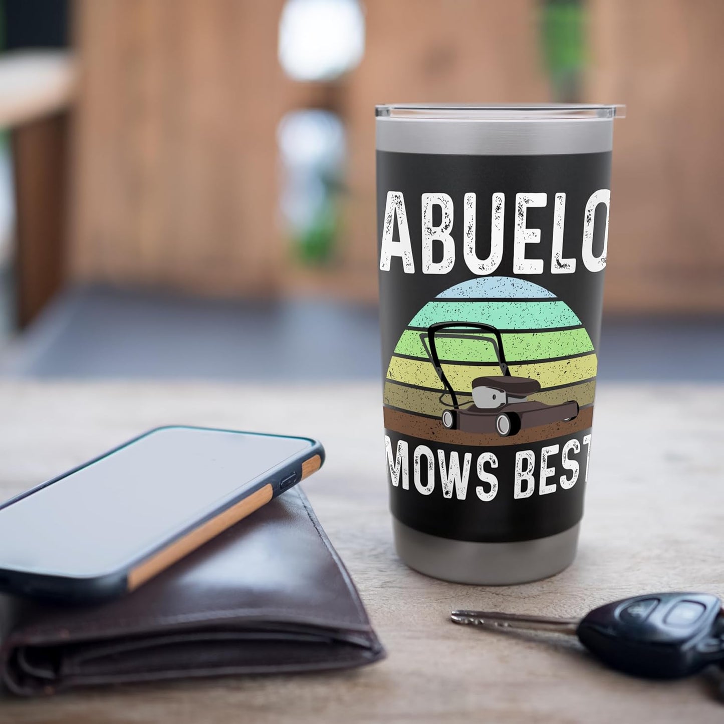 Funny Abuelo Mows Best Lawn Care Grass Mowing Lawn Mower Dad Stainless Steel Insulated Tumbler
