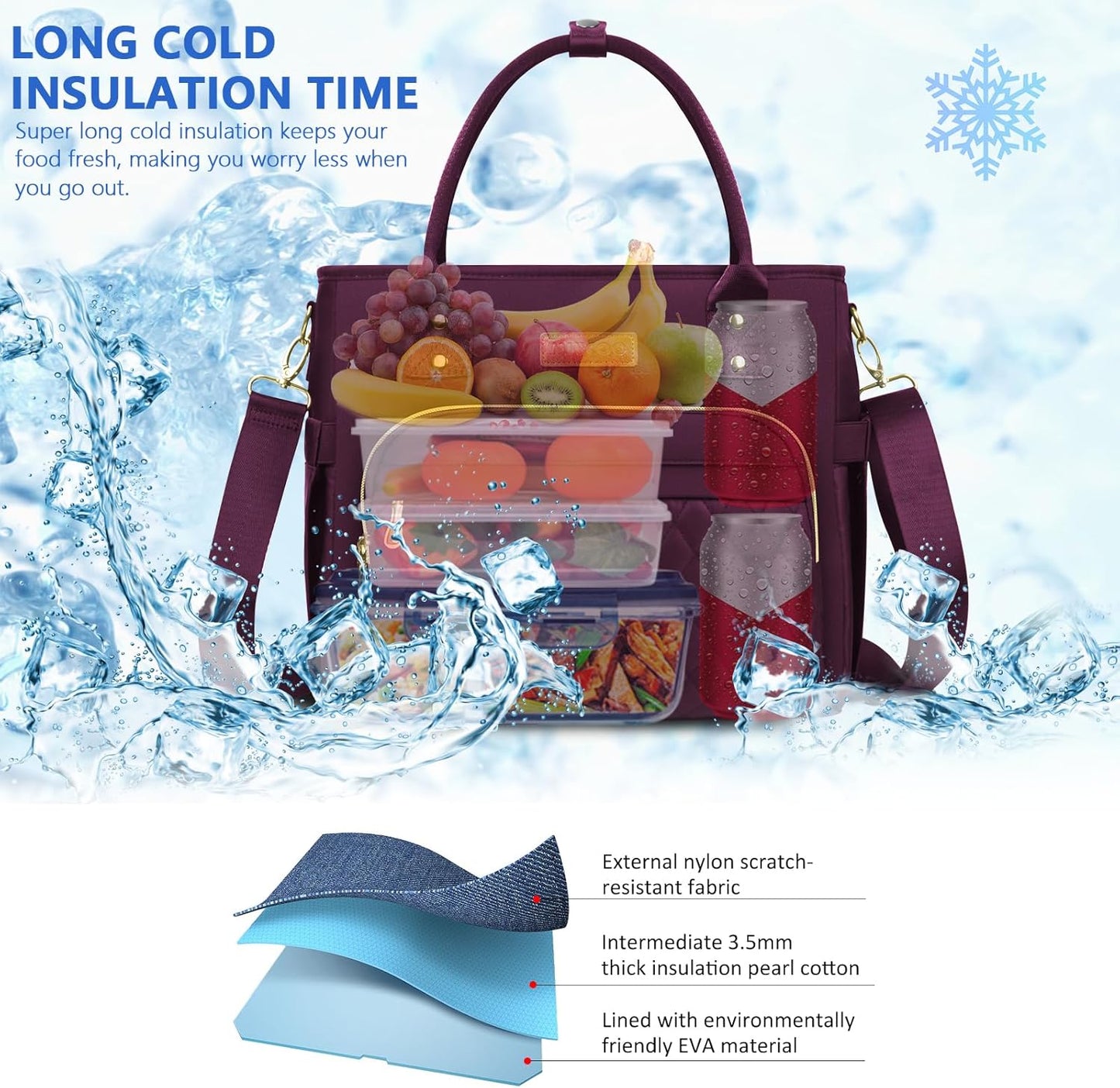 MIYCOO Lunch Bag Lunch Box Women - Leakproof Insulated Lunch Cooler Bag for Women - Large Lunch Tote Bags Adults, Purple