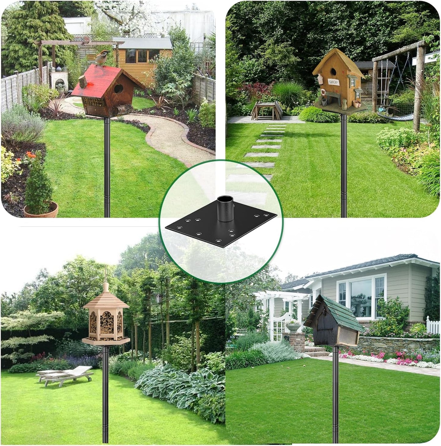 Bird Feeder Pole Kit,94 Inch Bluebird House Pole for Garden Backyard Patio Outdoors Heavy Duty,Adjustable Bird Feeder Stand,Metal Mounting Kit with Shepherd's Hook