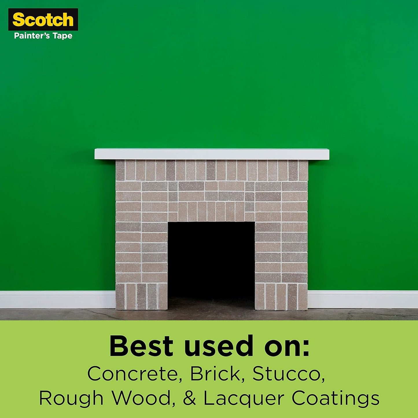Scotch Rough Surface Extra Strength Painters Tape, 1.5 Inch Wide (1.41 in. X 60 Yds) 1 Roll, Green Tape Protects Surfaces and Removes Easily, Painting Tapes for Indoor and Outdoor Use (2060-36AP)