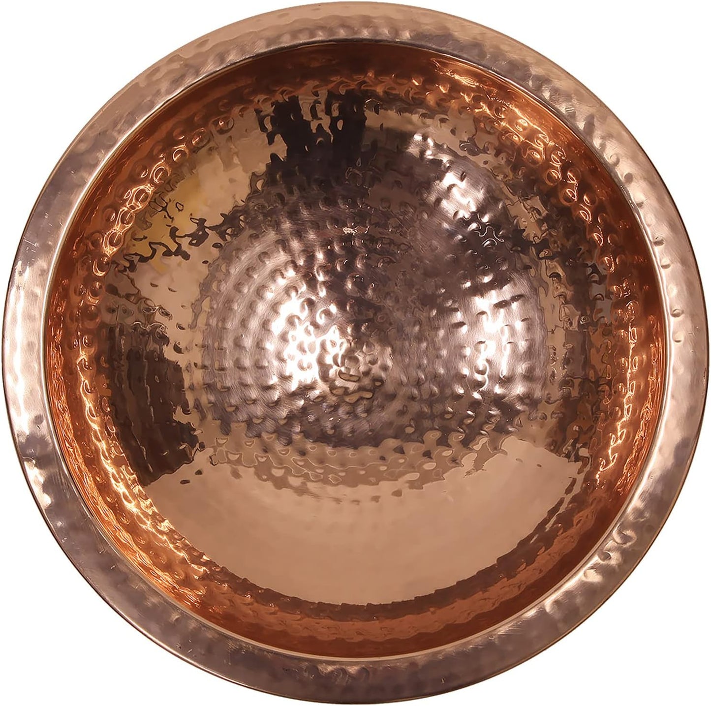 Achla Designs 201-7015 Hammered Short Stand Birdbath, Polished Copper Plated