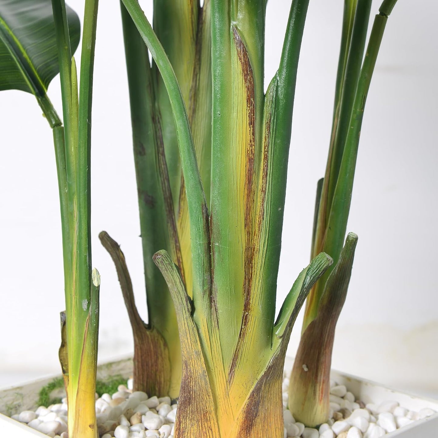 Bird of Paradise Artificial Plant 4FT, Faux Tropical Palm Tree with White Tall Planter, Large Fake Plants in Pot - Artificial Tree for Home Office Living Room Decor Indoor