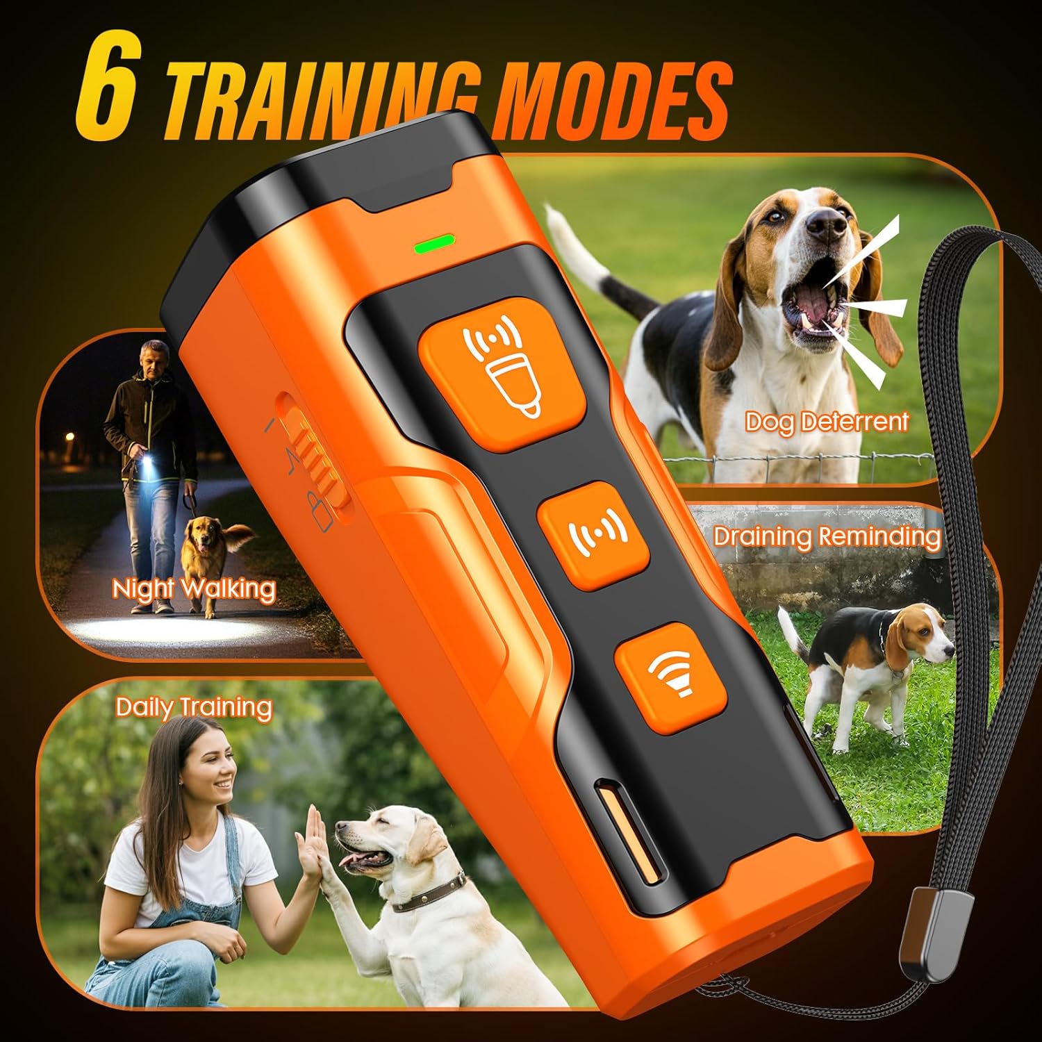 Dog Bark Deterrent Device, 3X Ultrasonic Anti Barking, 6 Training Mode