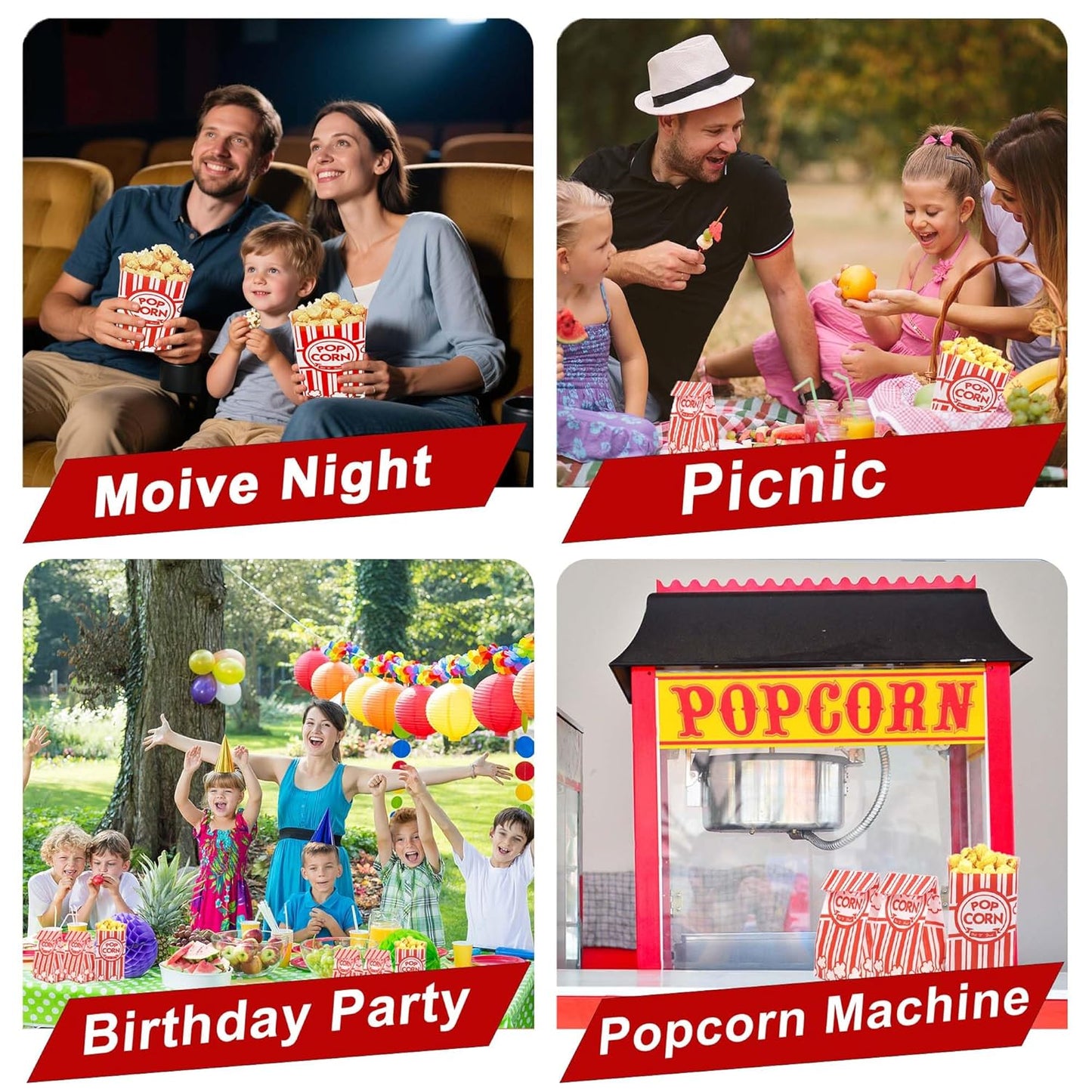 110 Pcs Paper Popcorn Bags, 1 oz Popcorn Bags Individual Servings, Bulk Pop Corn Sleeves for Pop Corn Machine, Movie Night, Cinema, Carnival, Party, Concessions