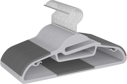 BAGAIL Plastic Hangers 50 Pack with Non-Slip Design,0.2 Inches Thick, 