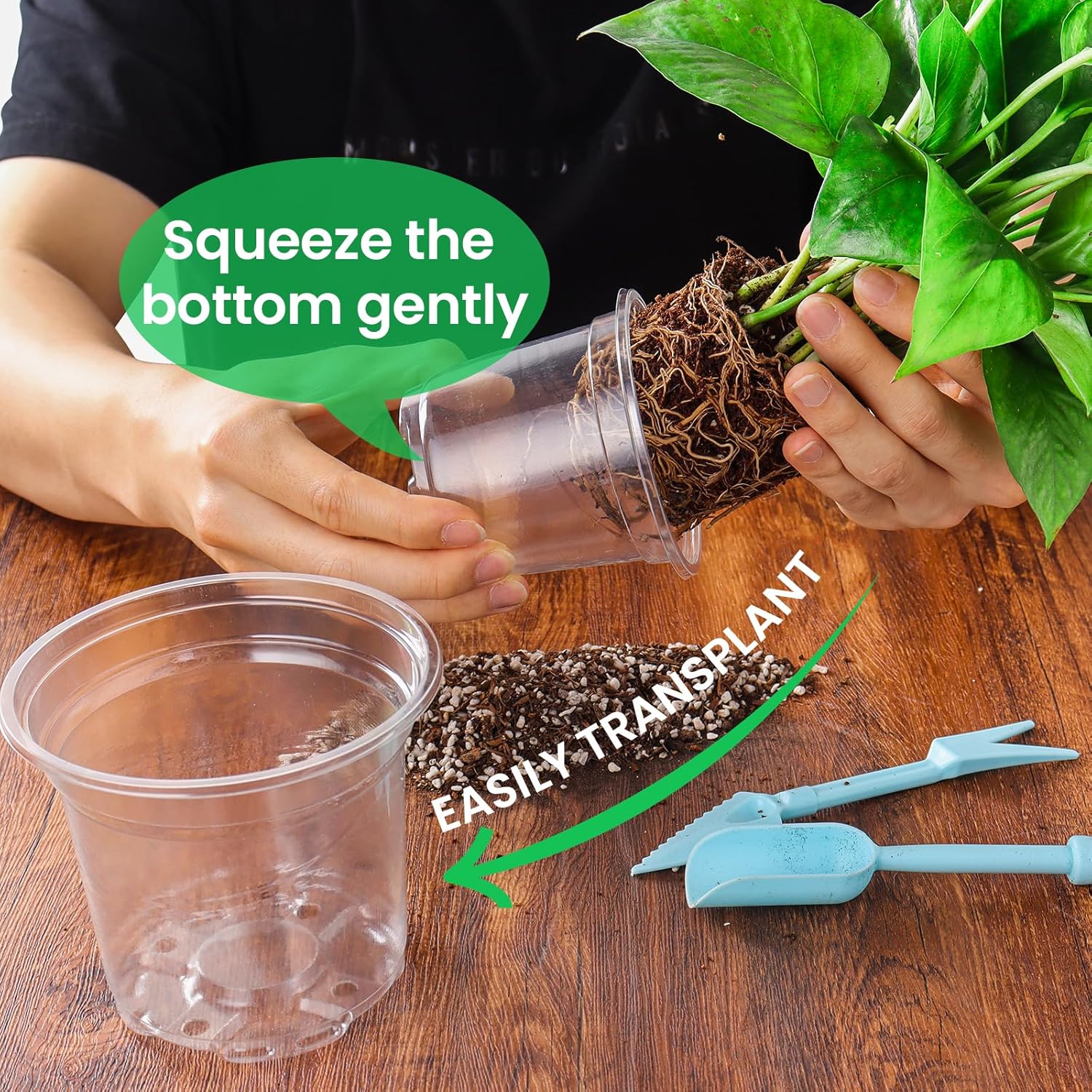 36 Packs 5/4/3.5 Inch Reinforced Clear Nursery Pots with Drainage Hole