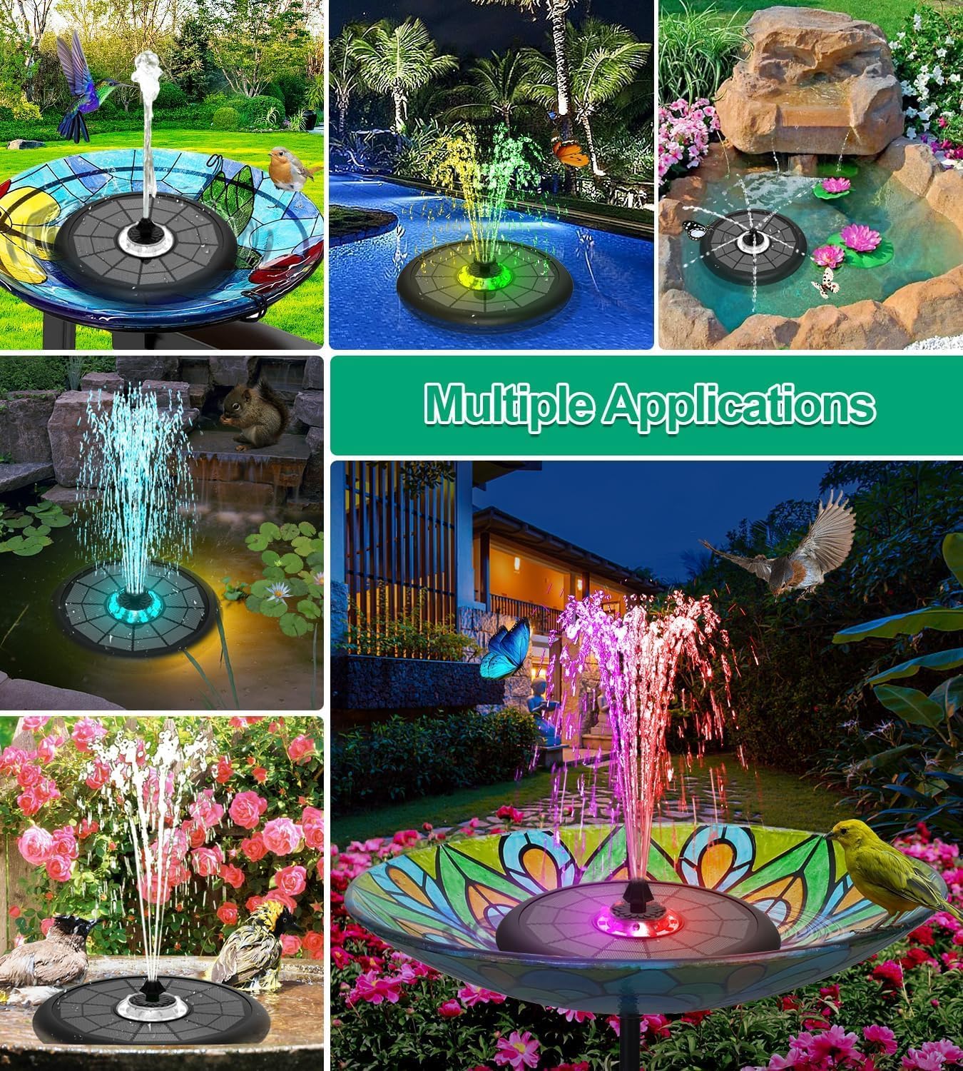 SZMP Powerful 5W Solar Powered Water Fountain for Bird Bath, Upgraded 