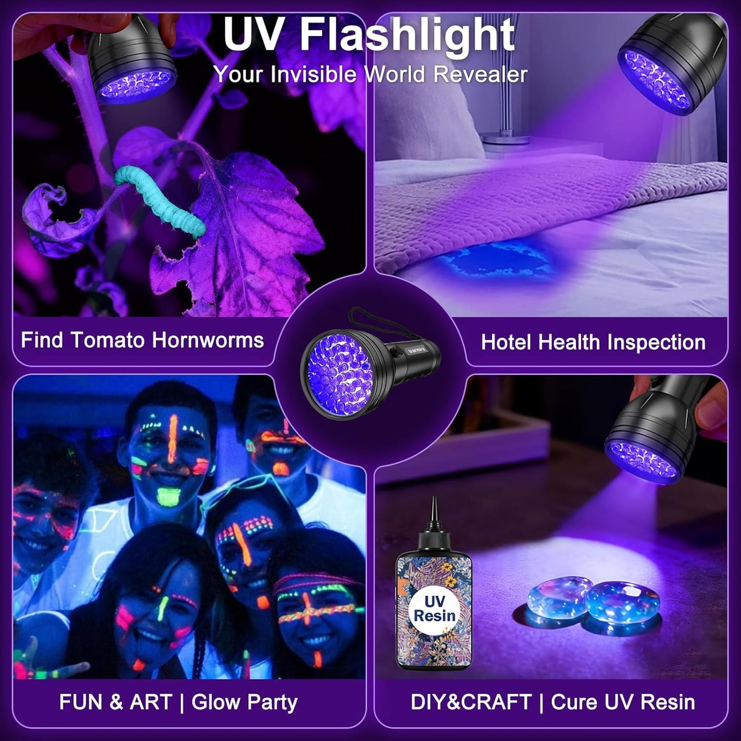 Vansky UV Flashlight Black Light, 51 LED Blacklight Pet Urine Detector
