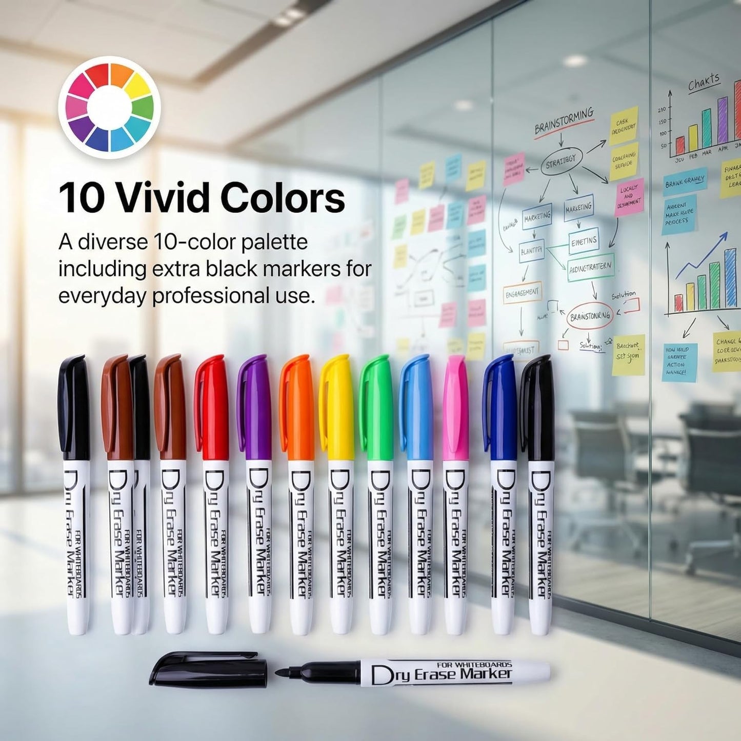 Volcanics Dry Erase Markers Low Odor Fine Whiteboard Markers Thin Box 