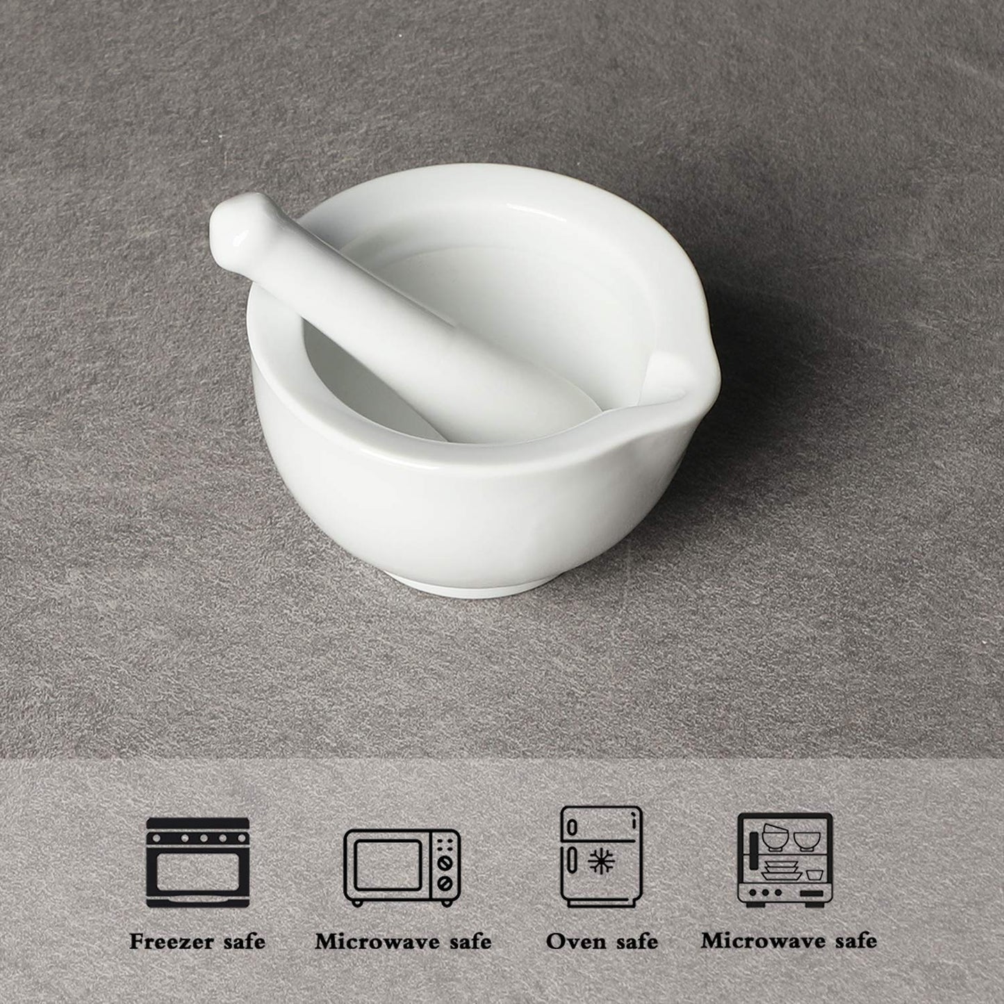 LEETOYI Porcelain Small Mortar and Pestle, Ceramic Herb Grinder Pill Crusher Set, 3.3 inch White