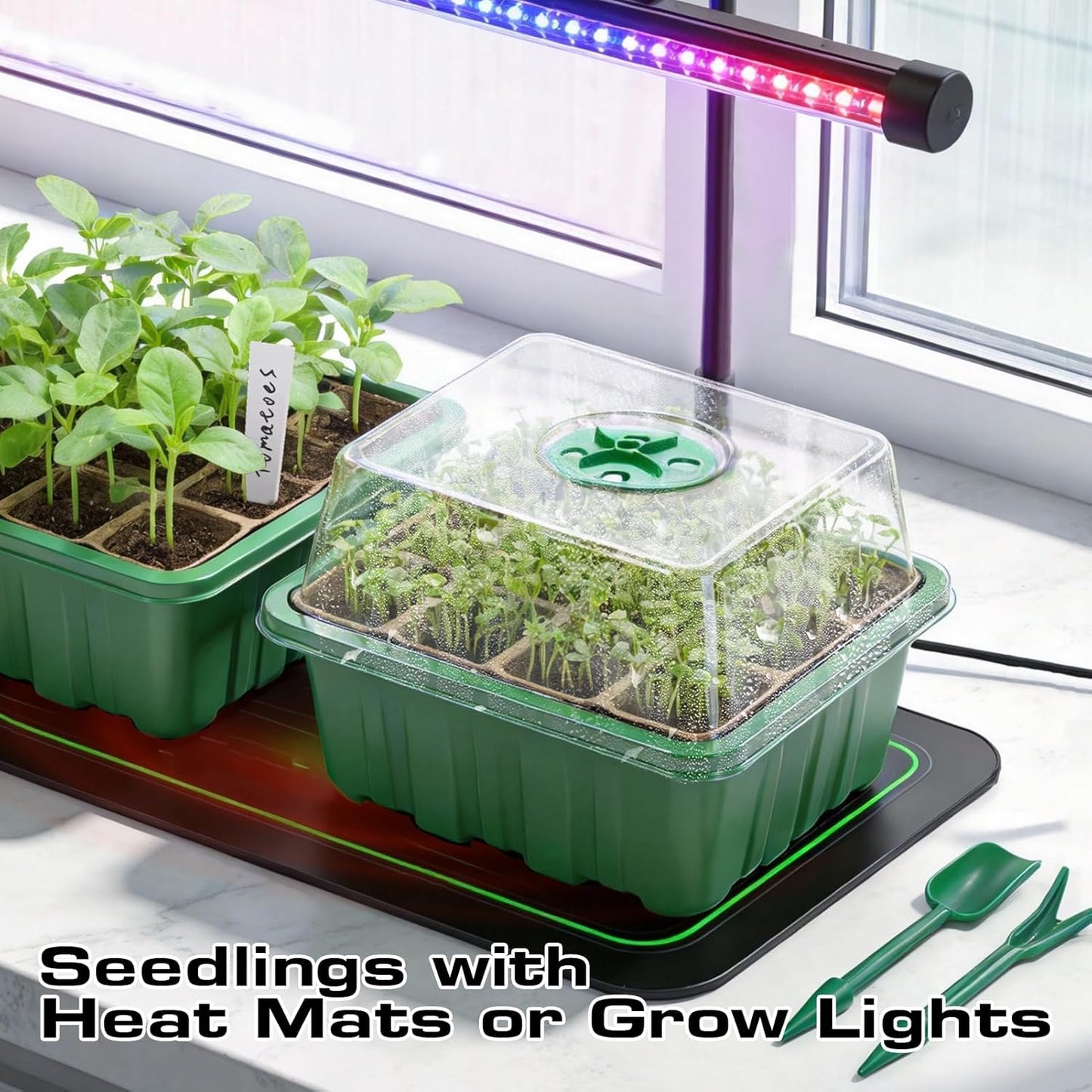 Seed Starter Tray Kit 10 Pack, Seed Starting Trays with Humidity Dome 