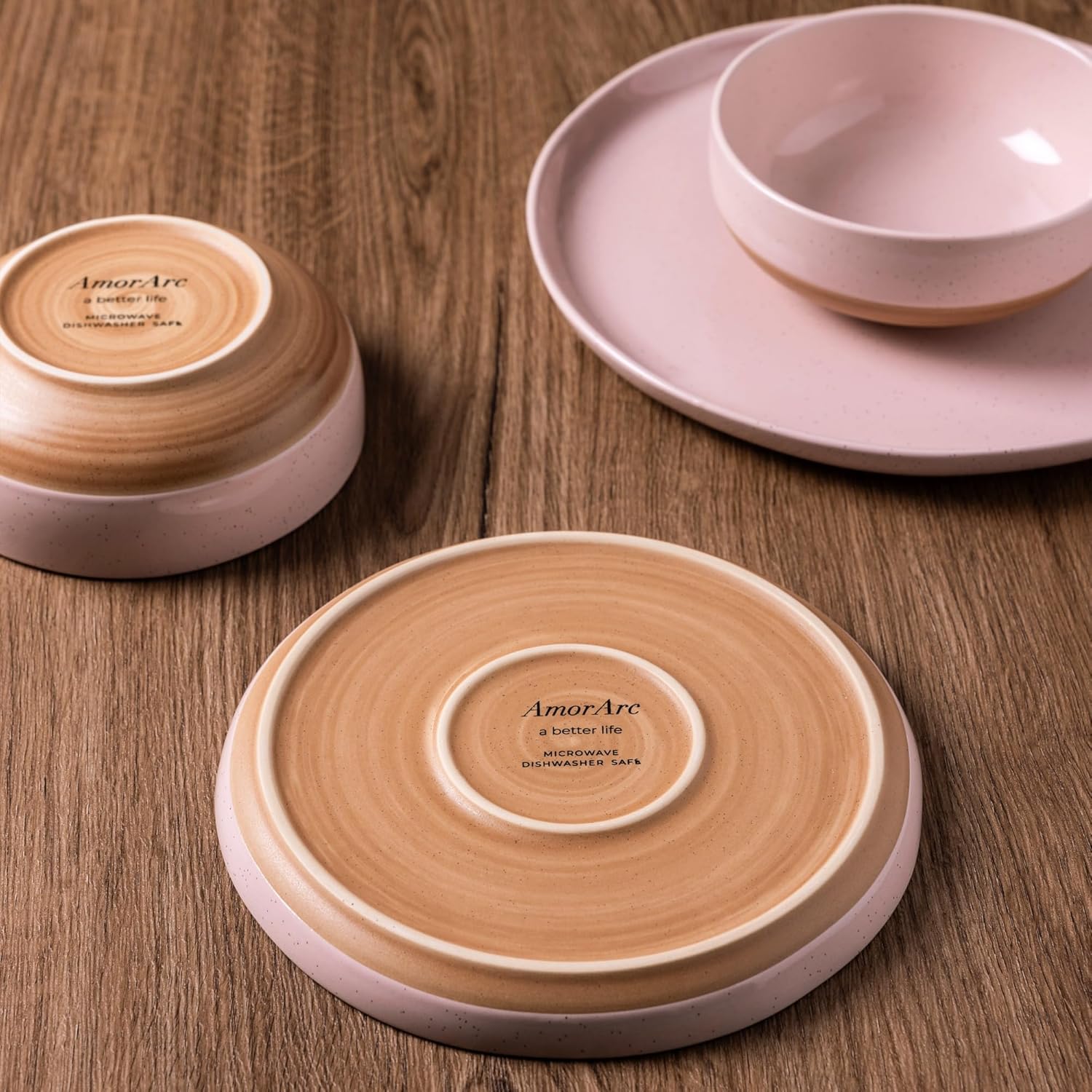 AmorArc Ceramic Dinnerware Sets for 4, 12 Pieces Handpainted Plates an