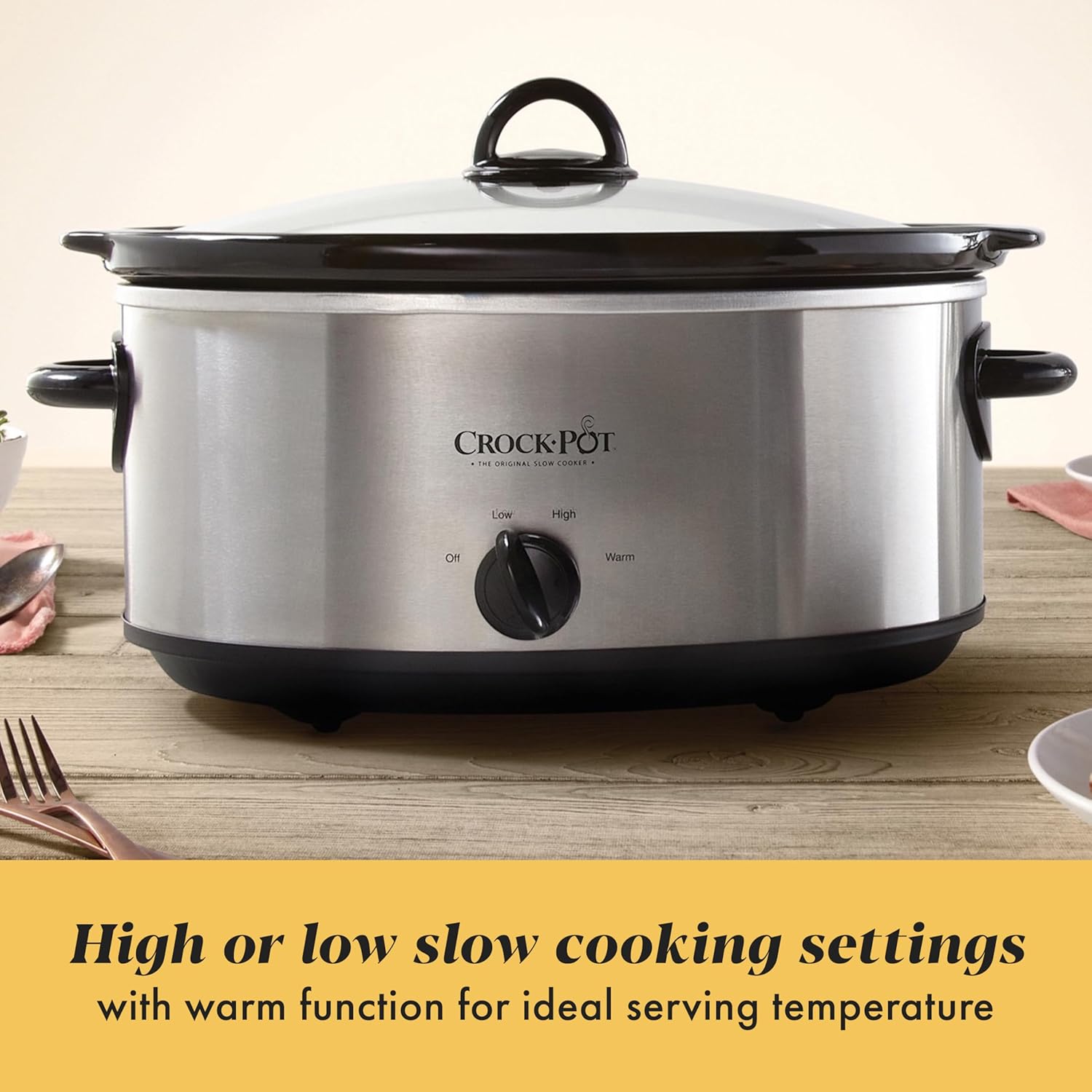 Crock-Pot 7 Quart Oval Manual Slow Cooker, Stainless Steel (SCV700-S-B