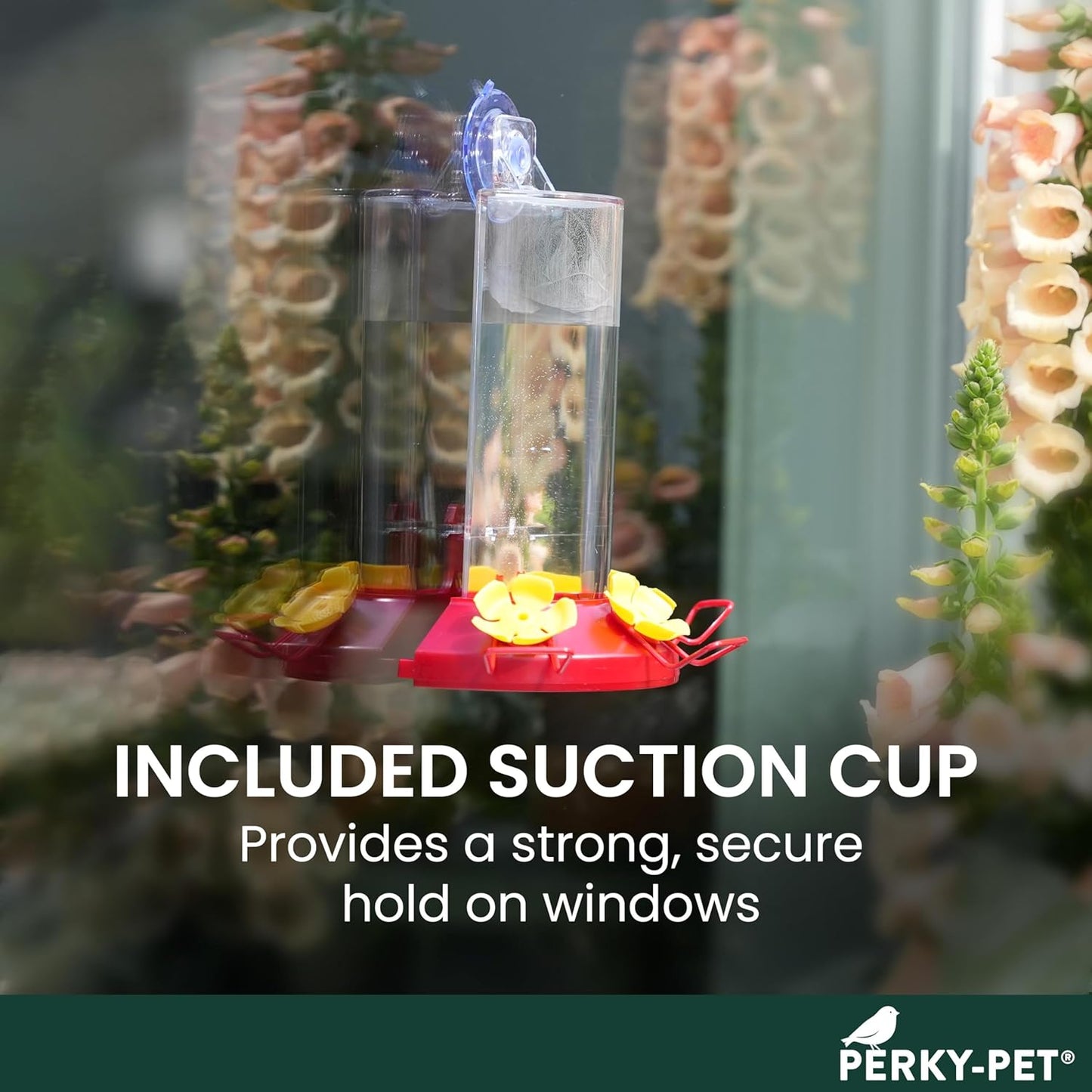 Perky-Pet Plastic Window Mount Hummingbird Feeder with Perches - 8 oz 