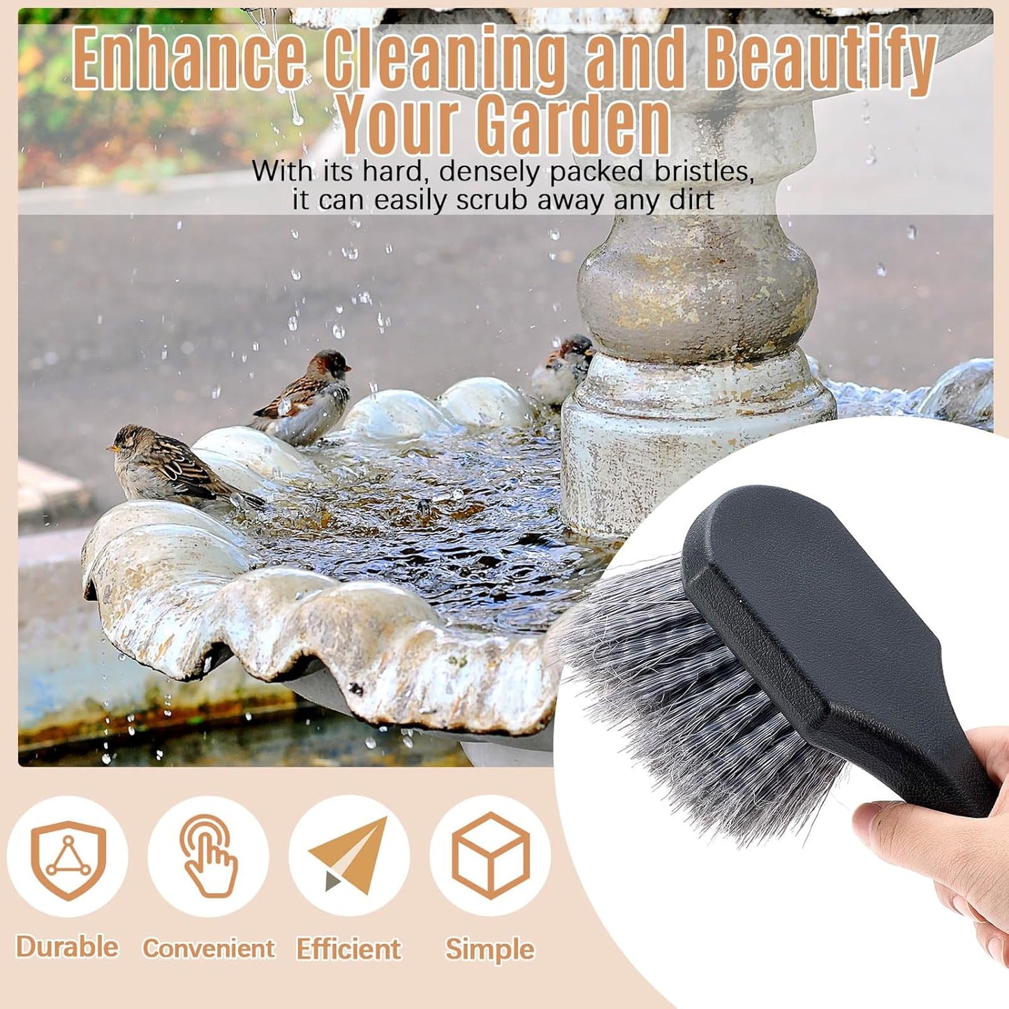 2 Pcs Bird Bath Cleaning Brush Hard Bristle Stiff Bristle Brush with Plastic Handle Utility Scrub for Bird Feeder Bath Accessories Fountain Outdoor Cleaning(Gray)
