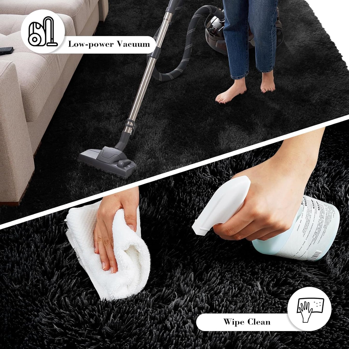 Fluffy Rug Shaggy Area Rug, Black 2x4 Area Rugs for Bedroom, Small Bedside Rug, Soft Fluffy Shaggy Entryway Throw Rugs for Living Room Bedroom Kids Room Home Decor