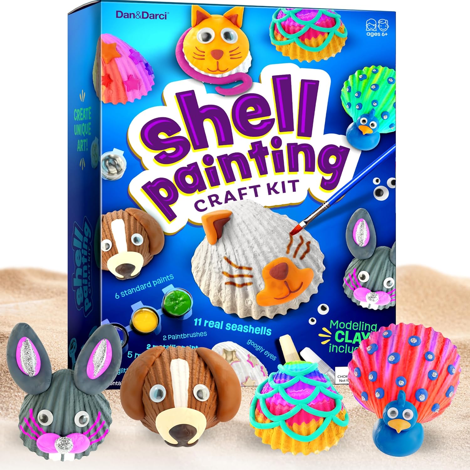 Dan&Darci Kids Sea Shell Painting Kit - Arts & Crafts Easter Gifts for