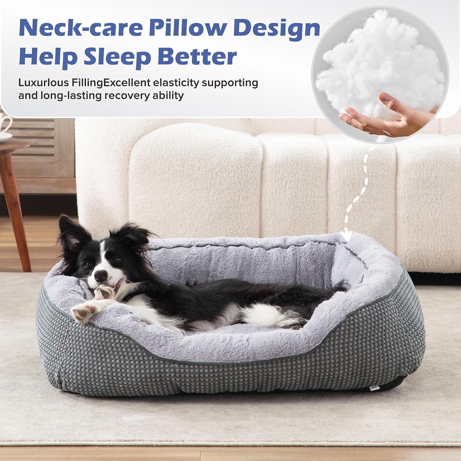 INVENHO Medium Dog Beds for Medium Dogs Washable, Rectangle Dog Bed Me