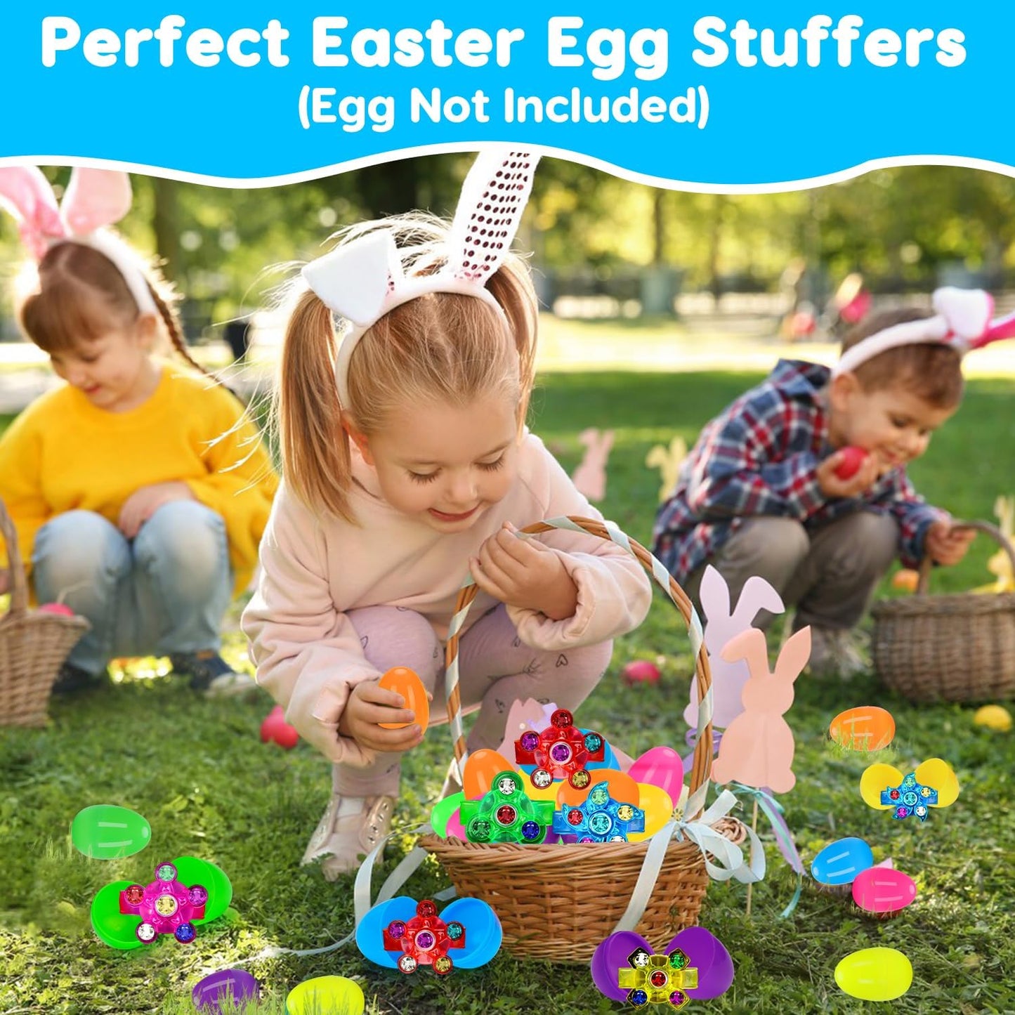 24PCS Light Up Fidget Spinner Bracelets Glow Party Favors Bulk for Kids 4-8 8-12 Easter Egg Fillers Goodie Treat Bag Stuffers Classroom Treasure Box Toys Carnival Prizes Pinata Birthday Return Gifts