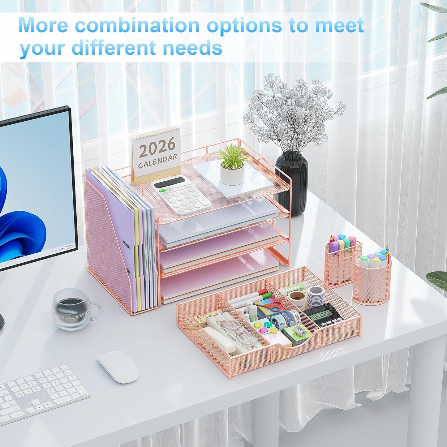 gianotter Desk Organizers and Accessories with File Holder, 4-Tier Des