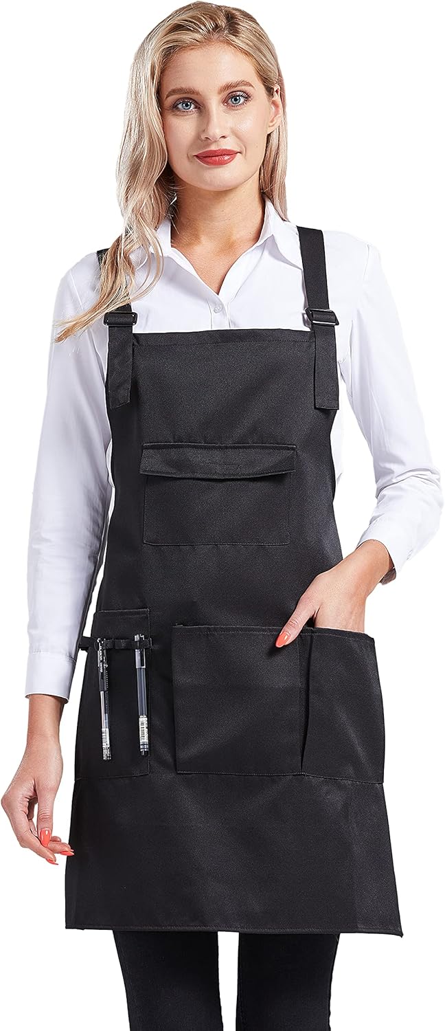 Nanxson Adjustable Women Bib Apron Multi Function Professional Salon Stylist Work Apron with Tool Pockets CF3010