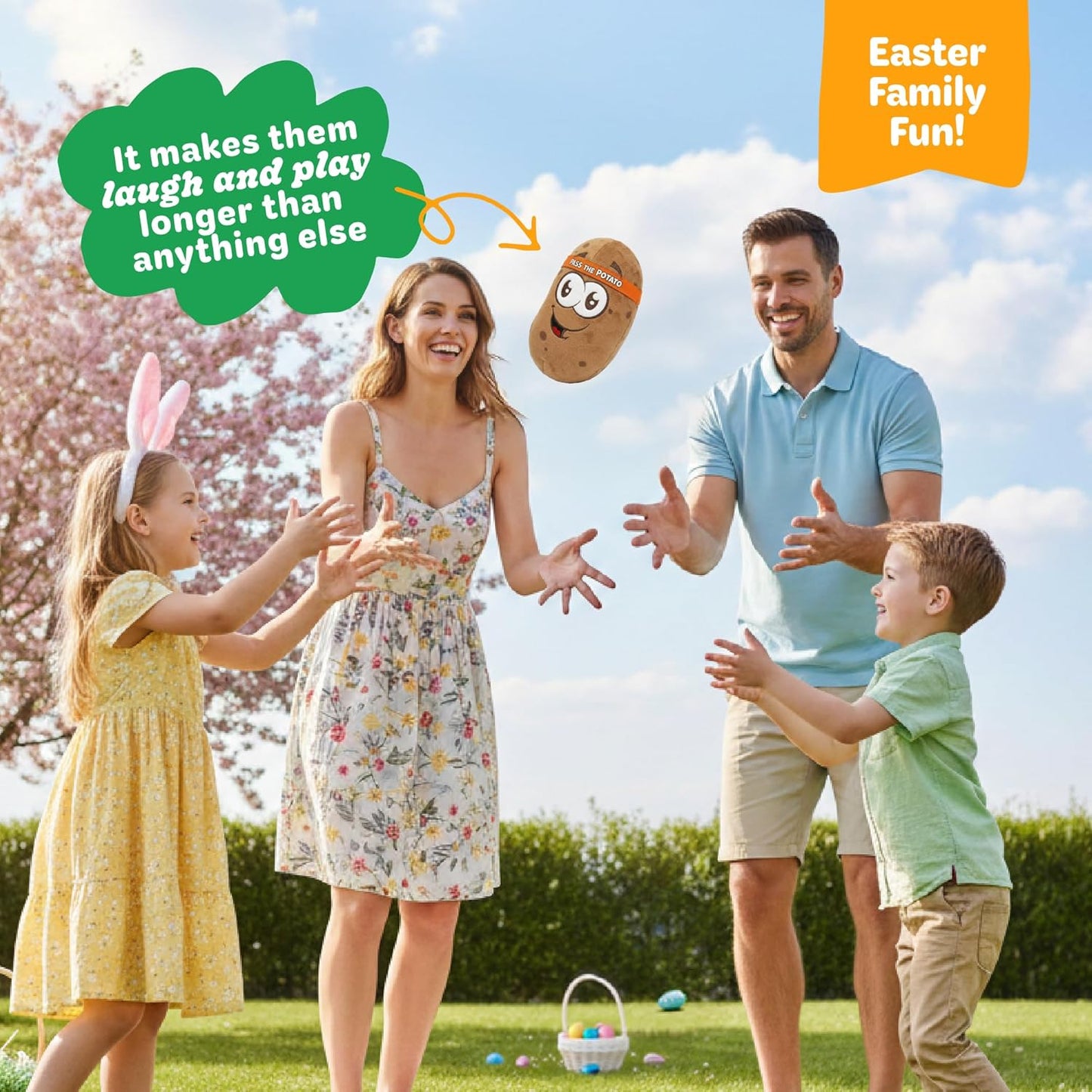 Move2Play, Pass The Potato | Hilariously Wild & Fun Kids Game | Easter Gift for Kids | Easter Basket Stuffer | Indoor/Outdoor Toy for Toddlers & Kids Ages 3-8+ | Summer & Camping Fun