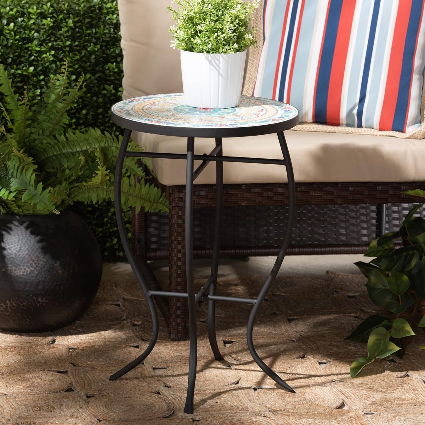 Baxton Studio Gaenor Garden Planter, Multi-Colored/Black