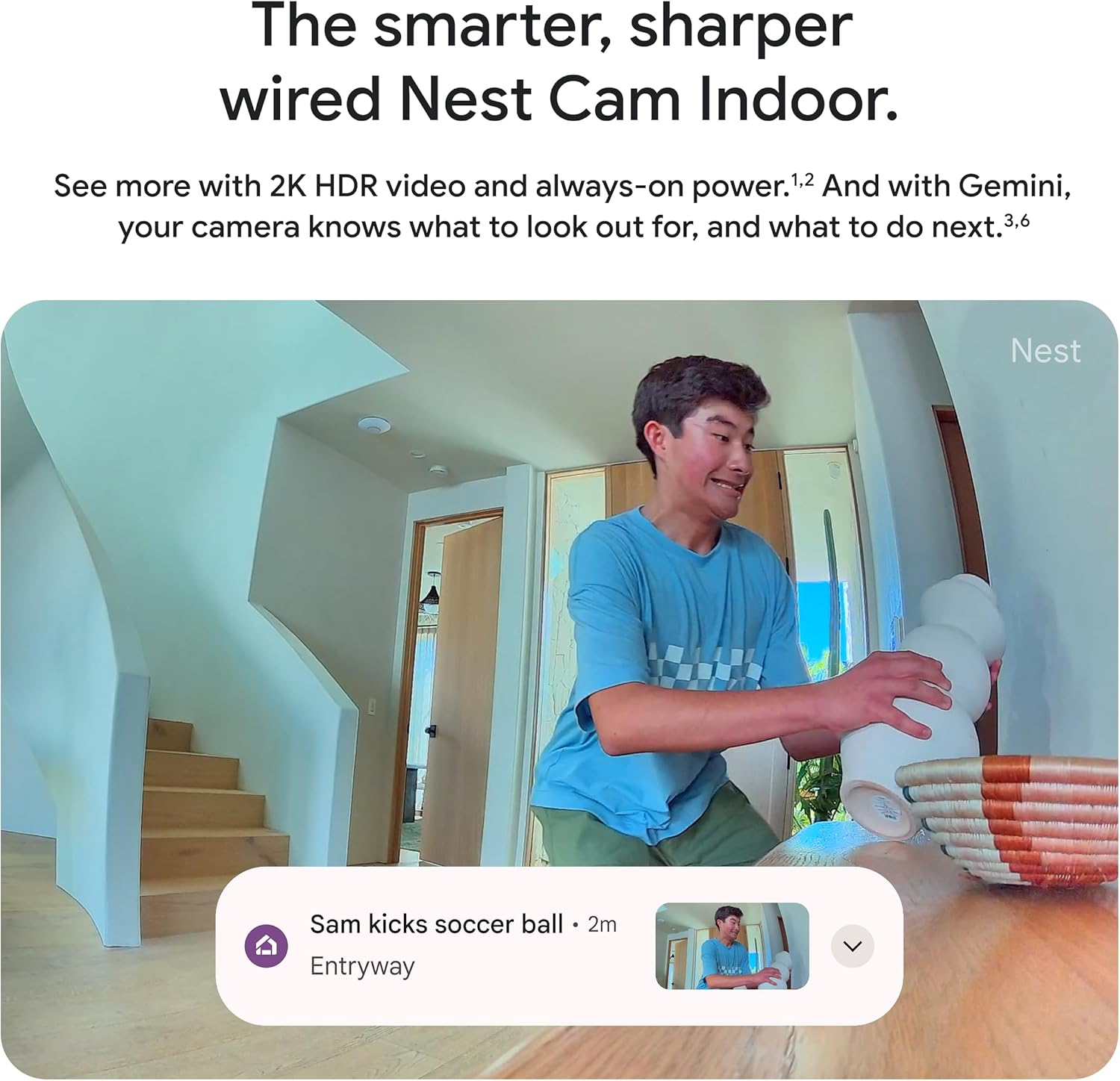 Google Nest Cam Indoor (Wired, 3rd Gen) - Security Camera with 2K Vide