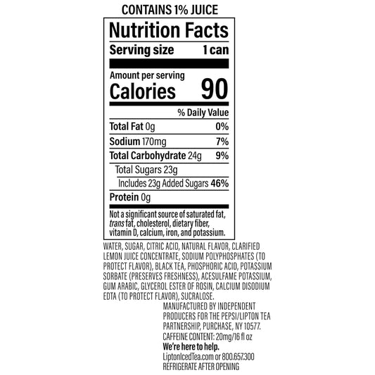 Lipton Fusions, Strawberry Lemonade & Iced Tea, 16 Fl Oz Cans (Pack of 12)