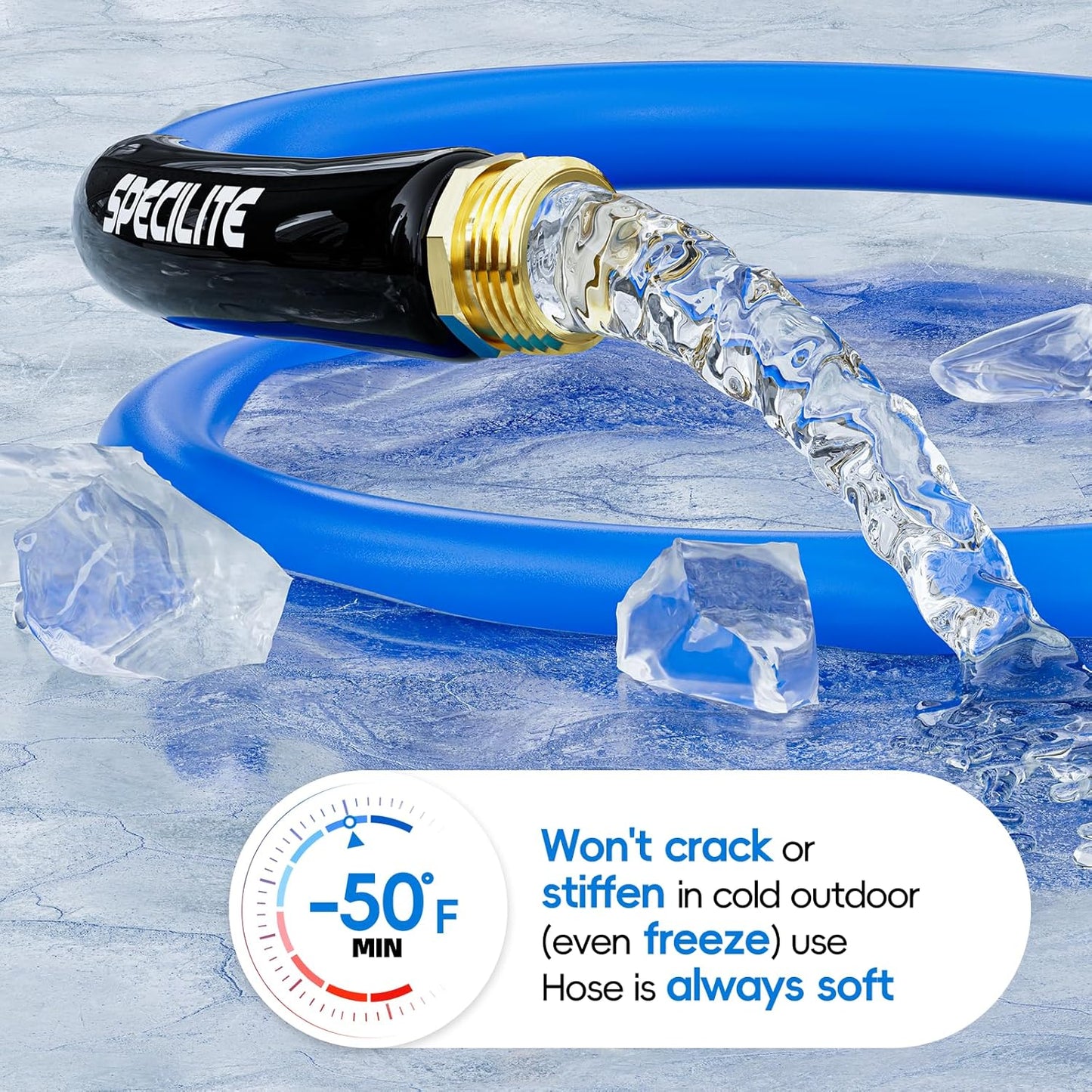 SPECILITE Hot/Cold Garden Water Hose 50 ftx 5/8 in, -50℉ To 190℉, Heav