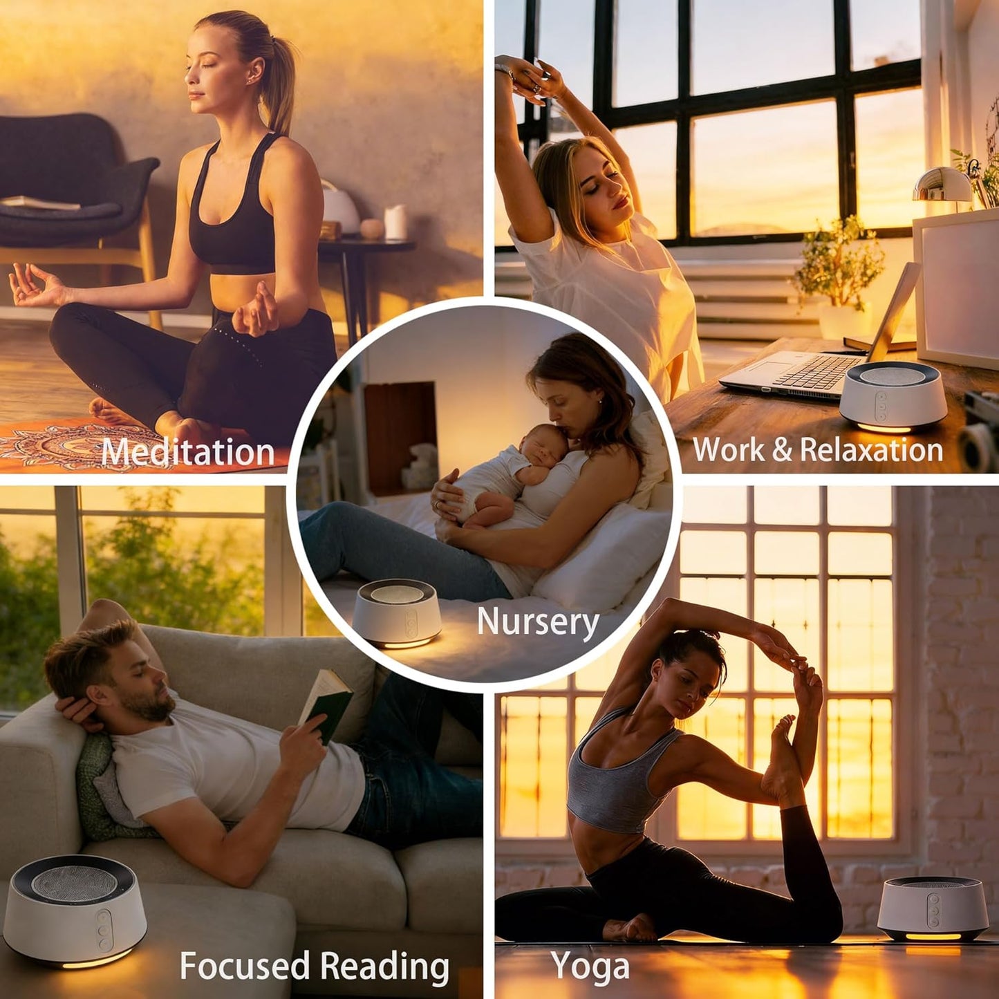 BGOVERSS White Noise Sound Machine with 20 Soothing Sounds, 10 Colors Night Light Sleep Machines Home Office Travel, 5 Timers and Memory Feature Sound Machine for Nursery Baby Kids Adults (White)