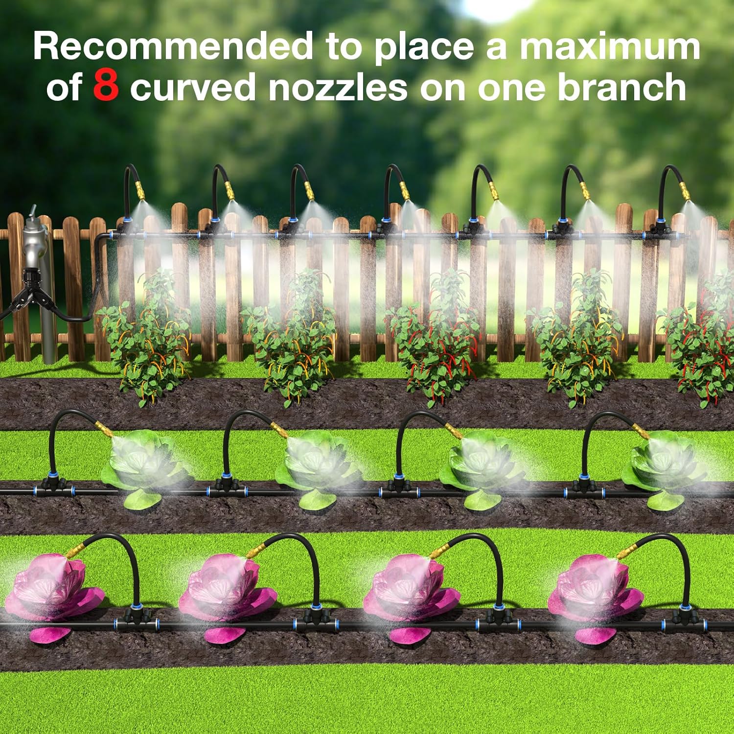 MIXC 100Ft 1/4" Drip Irrigation System,2026-Upgrade Garden Irrigation 