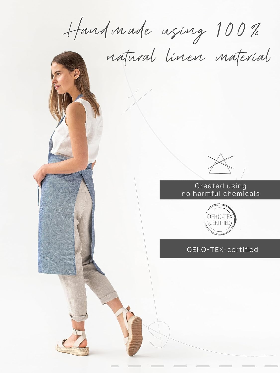 MagicLinen 100% Linen Apron - Cooking, Gardening, Grilling, Painting A