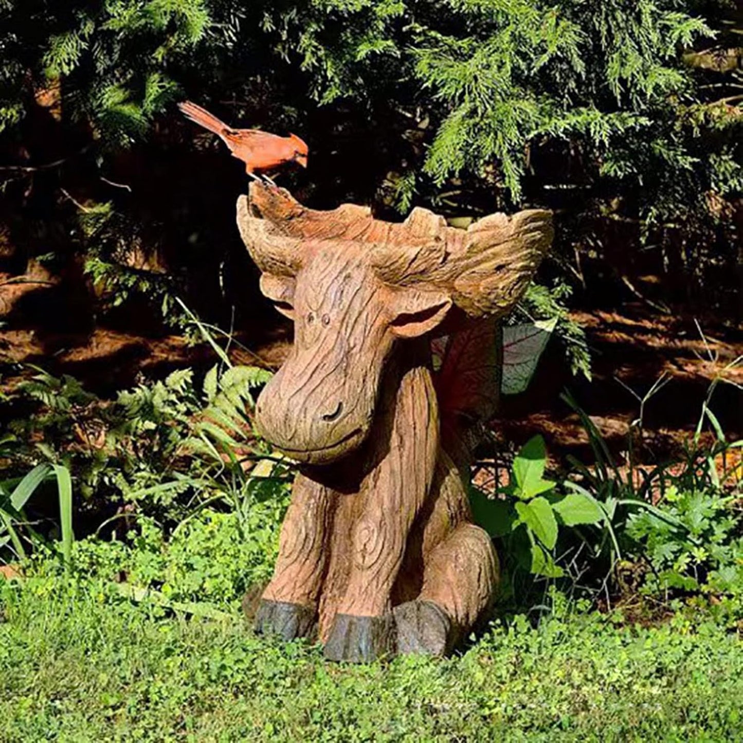Cattle Statue Feeder Ornaments, Bird Feeder Realistic Durable Outdoor Calf Resin Sculpture Statue,Garden Ornaments,Yard Decorations Gift