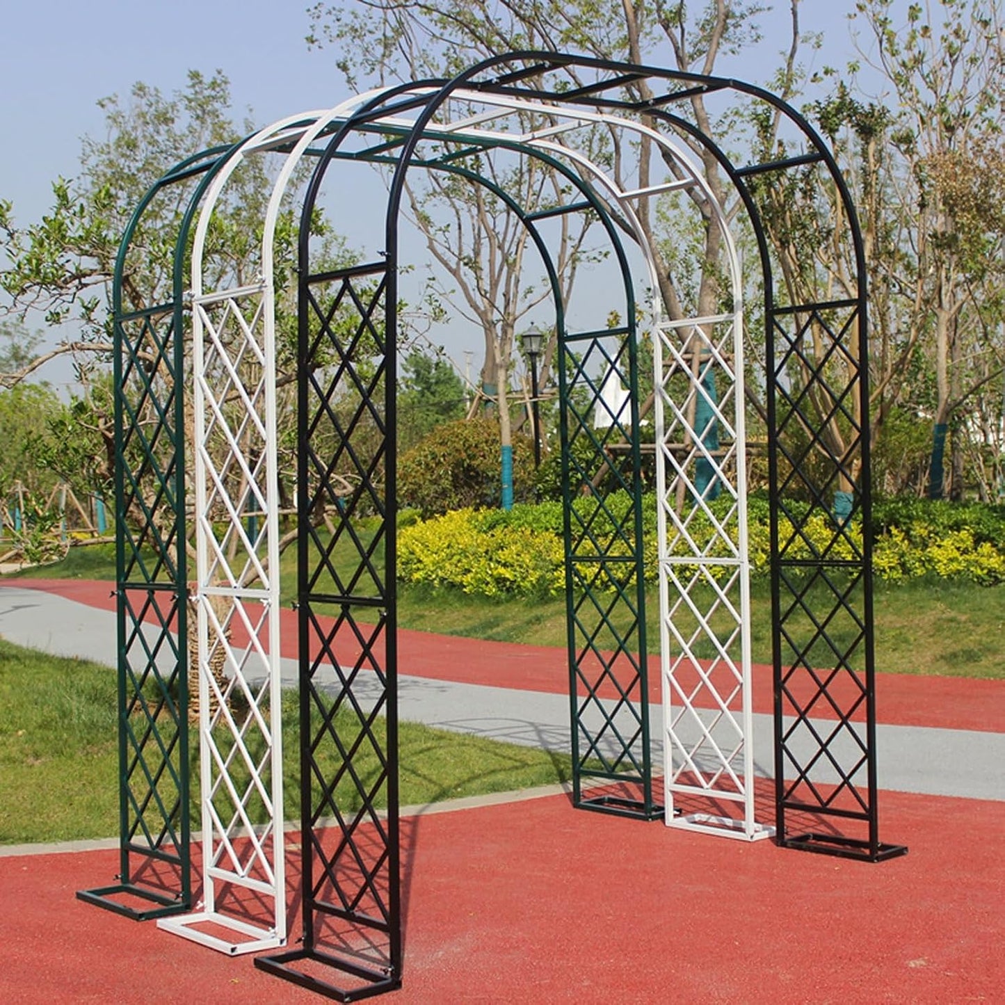 Durable Metal Rose Arch Trellis for Climbing Plants, Weather-Resistant Garden Archway, Decorative Outdoor Structure for Lawn and Garden (Black, 1.5x2.3x0.4m)